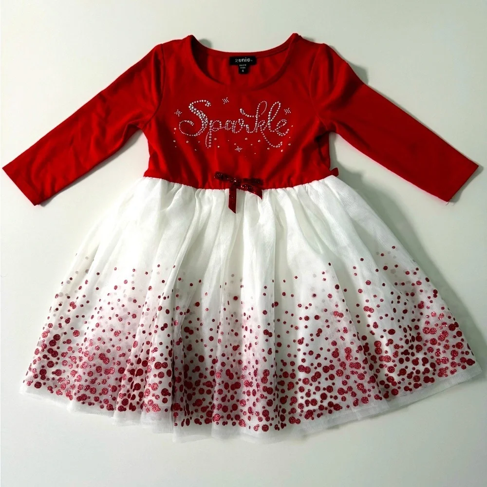 Zunie Christmas Sparkle Glitter Dress Size 4